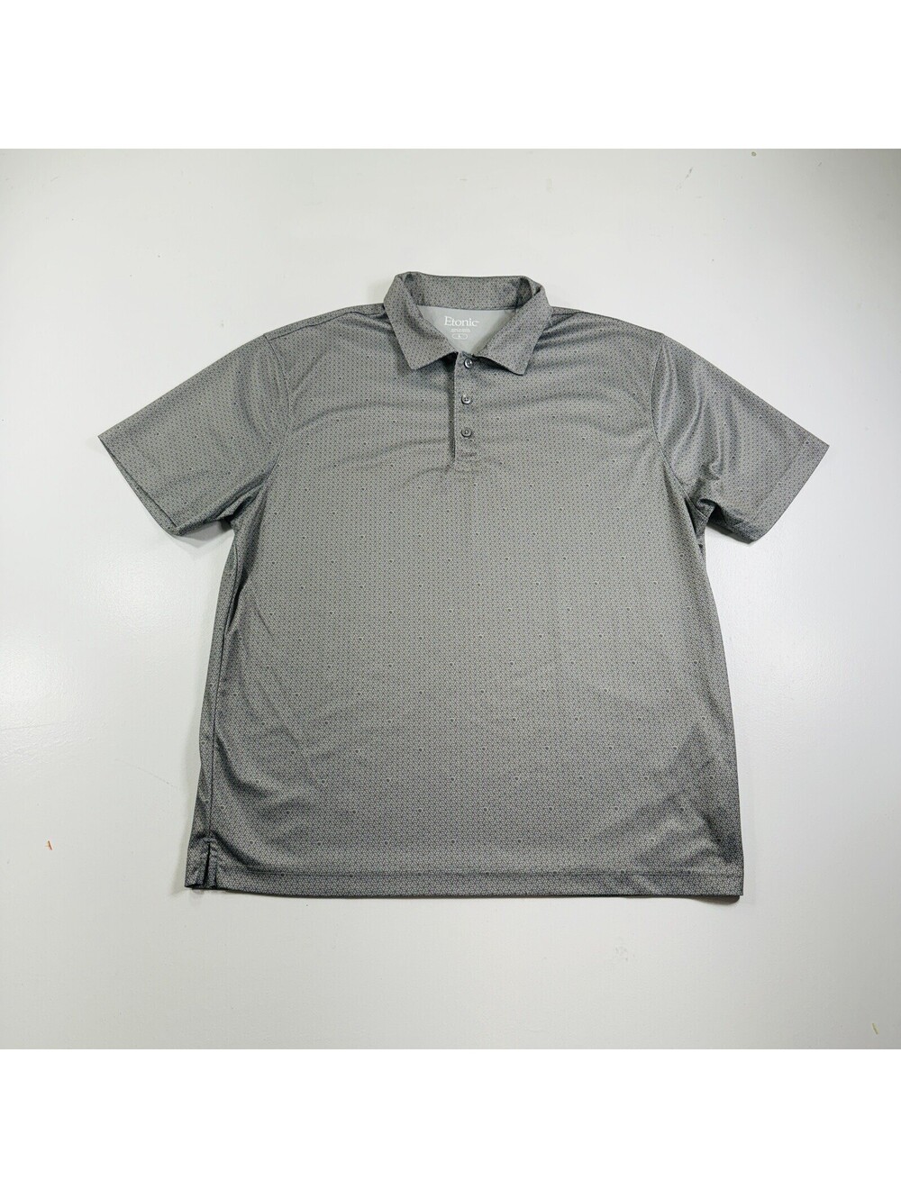 Etonic Golf Polo Shirt Gray Abstract Striped Stretch Men’s Size Large